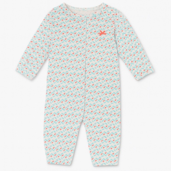 Pink and Teal Print Snap Up Romper or Gown - Picture 1 of 5